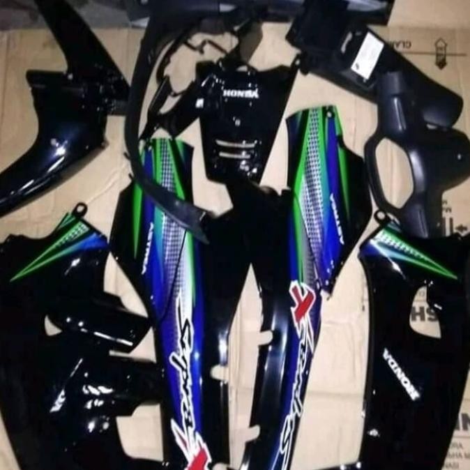 Ori - Cover Bodi Full Set Kasar Halus Honda Supra X lama berstriping