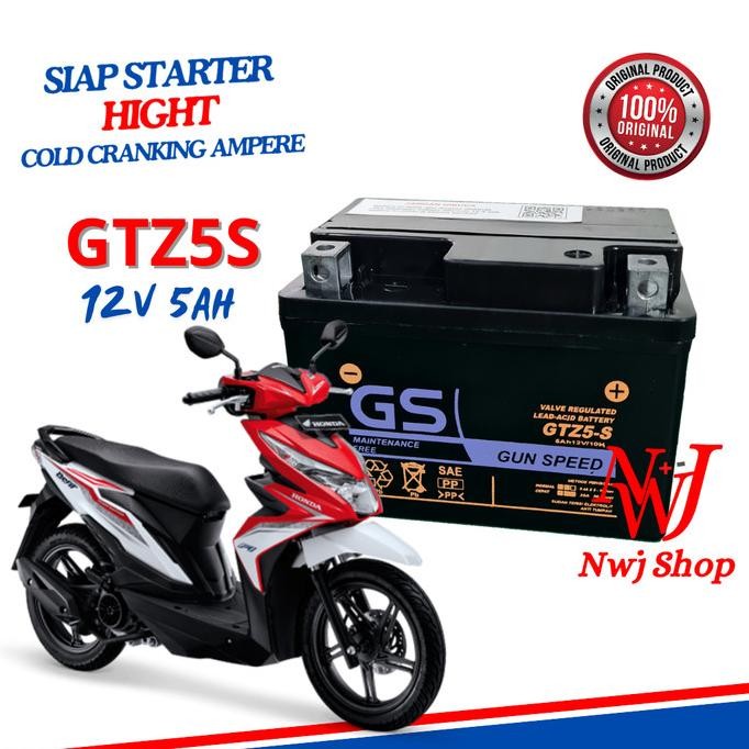 Ori - Aki Motor Honda Beat, Pop GTZ5S GS Y Accu Kering