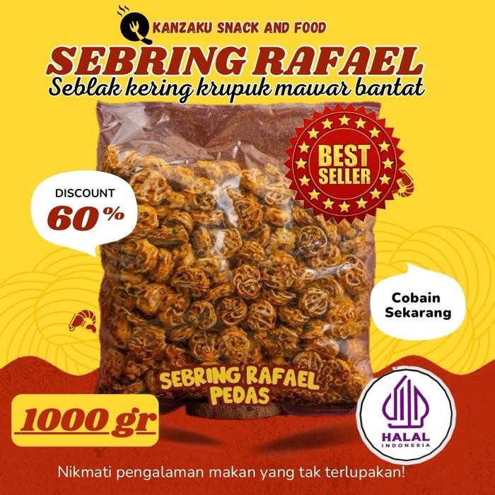 

BERGARANSI 1kg sebring rafael seblak kering rajanya ngemil seblak krupuk mawar bantat pedas daun