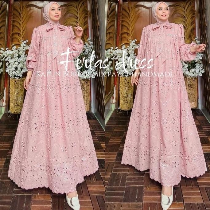 Sale Now Gamis Cantik Ferlas By Ohc Katun Bordir Payet Untuk Wanita - Mewah Nyaman Dress Muslim Pest