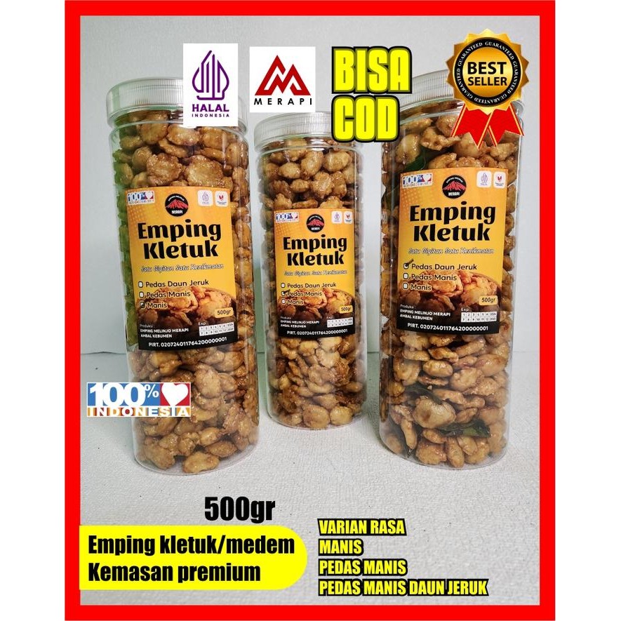 

TERBAIK EMPING KLETUK/MEDEM KEMASAN PREMIUM varian rasa berat 500gram Cemilan Pedas Manis Snacks