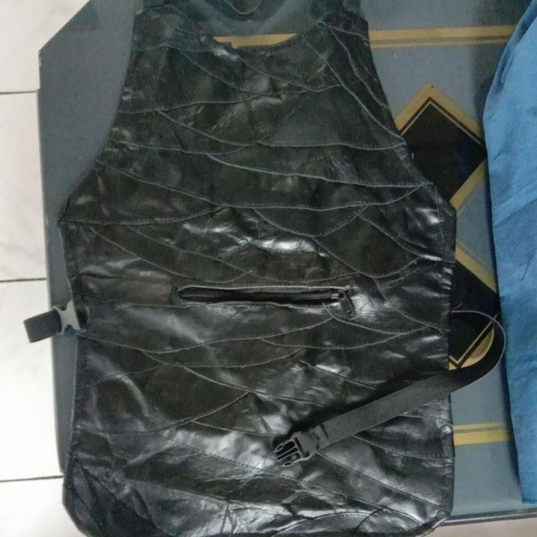 Pelindung Dada Motor Anti Angin Rompi Kulit Biker Touring Penahan Angin Pelindung Perut Saku Depan