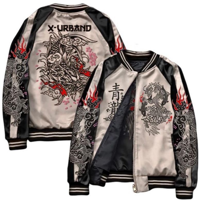 Jaket Sukajan Timbal Balik Full Bordir/X Urban/Jaket Sukajan Shimigami Embroidery Two In One