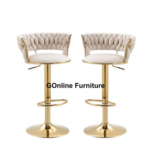 Kursi bar stool kaki gold emas mewah kitchen island cafe bludruDETAIL PRODUK Tinggi Dudukan : 60cm -