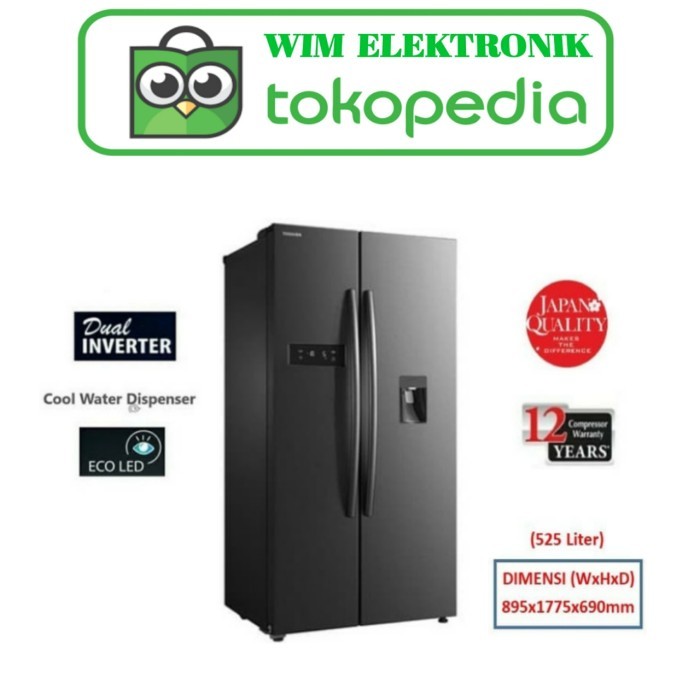 KULKAS SIDE BY SIDE TOSHIBA GR-RS682WE-PMF