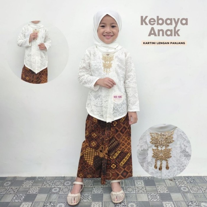 Kebaya Anak Kartini / Kebaya Kutubaru Anak Rok Panjang Coklat