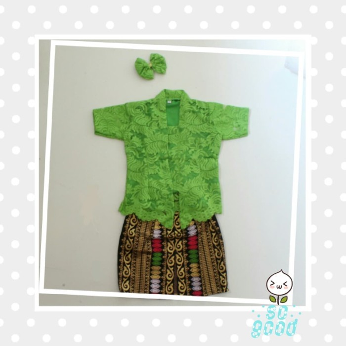 Setelan Kebaya Anak Brukat Sofia Ori Hijau Daun