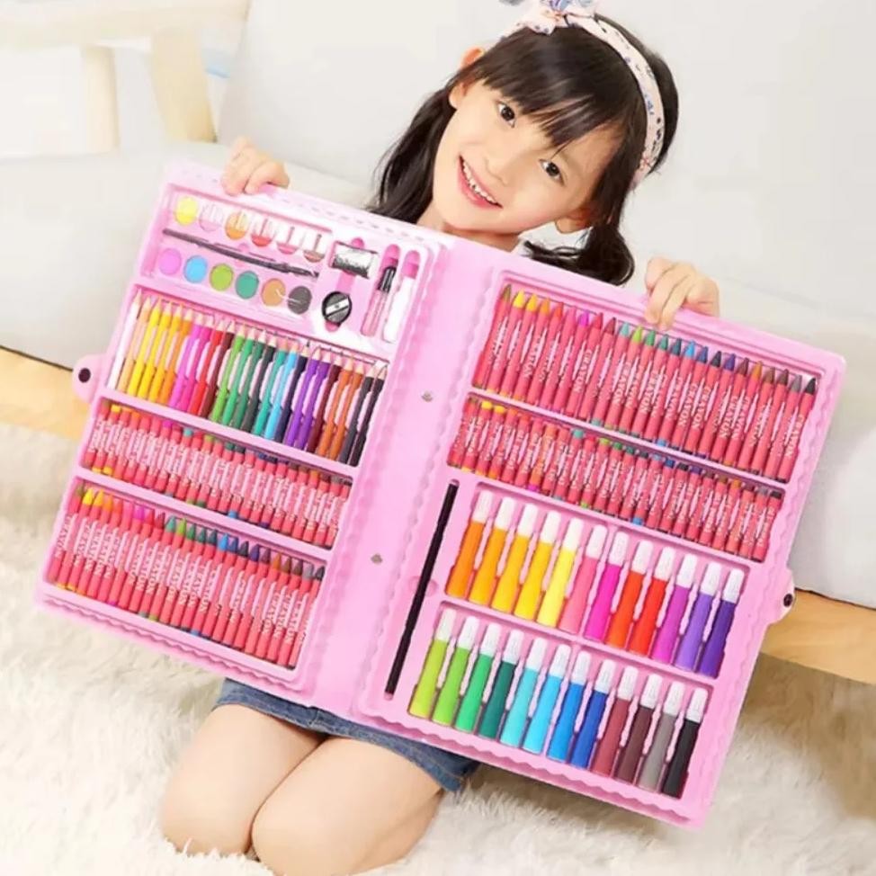 

42/86/168 PCS Kid Draw Set Colored Pencil Crayon Watercolors Pens Drawing Set Toy Drawing Art Marker Pens School Supplies Kids