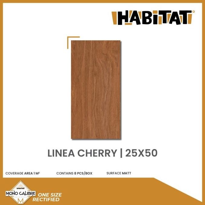 Diskon Habitat Linea Cherry 25x50 Milan Keramik Dinding Motif Kayu Natural