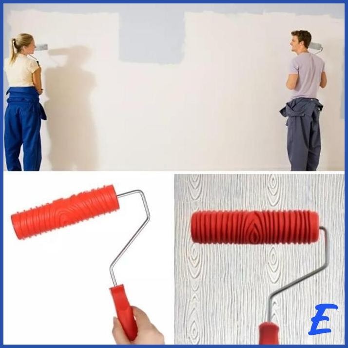 | WUN | KUAS ROLLER BRUSH ROL CETAK MOTIF KAYU CAT LEM DINDING WALLPAPPER