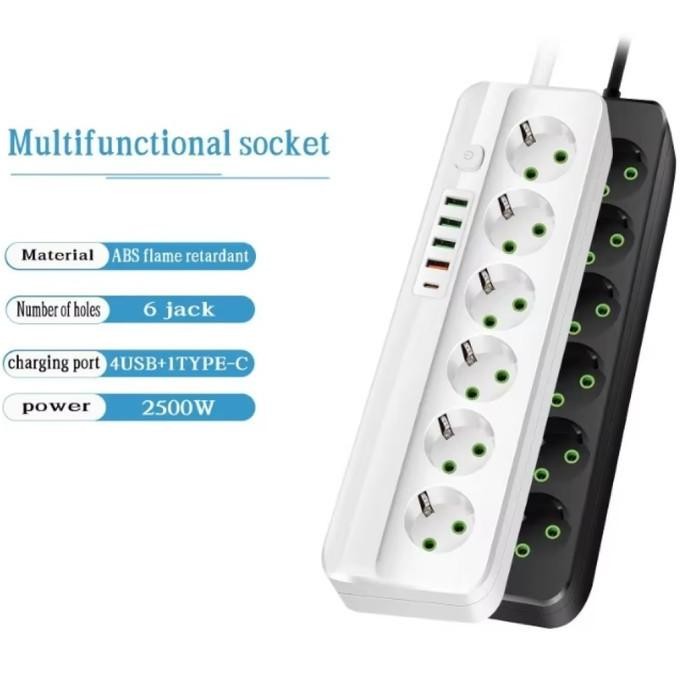 Tersedia Stop Kontak Kabel USB Type C Terminal Listrik Switch Power Socket Strip 10A Fast Charger 2 