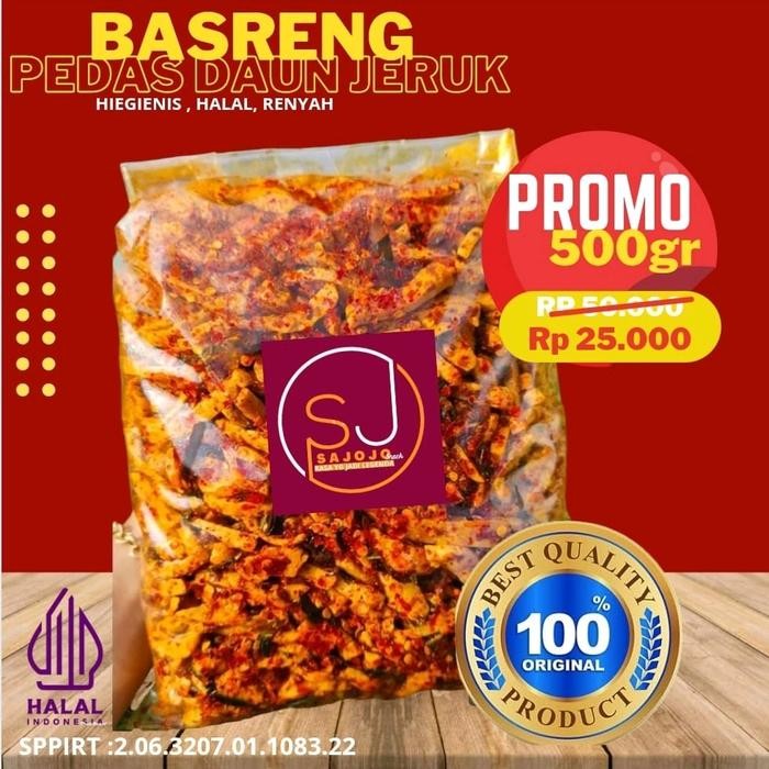 

BOOM SALE 500gr Basreng sajojo snacks pedas daun jeruk renyah rempah melimpah tanpa PO Cemilan