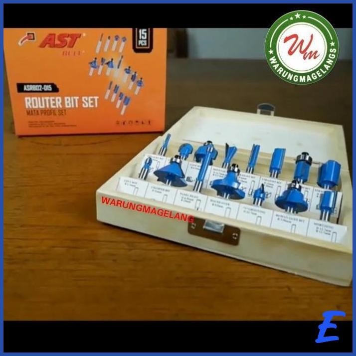 | WUN | MATA PROFIL SET 15PCS AST BYB BULL WOOD ROUTER BITS SET TCT BOX KAYU