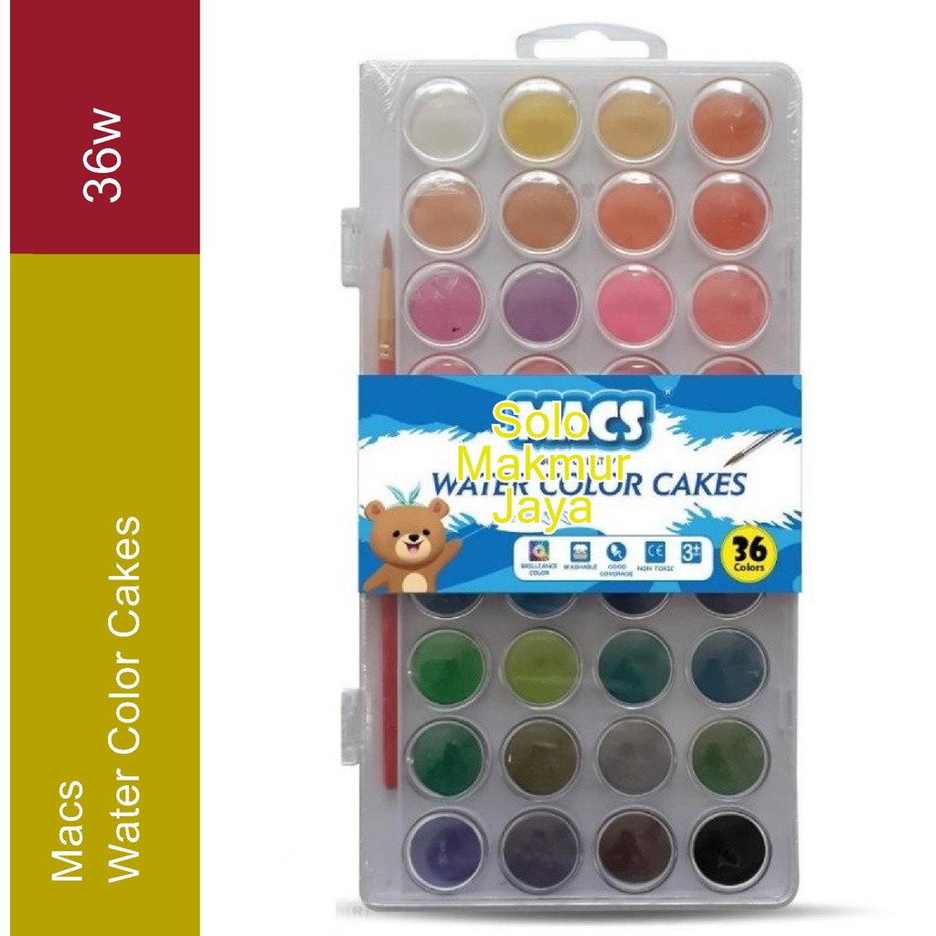 

MACS Cat Air Water Color Cakes 36 Warna Cat Air Warna Macs Water Color Cakes 36 Colors Asli