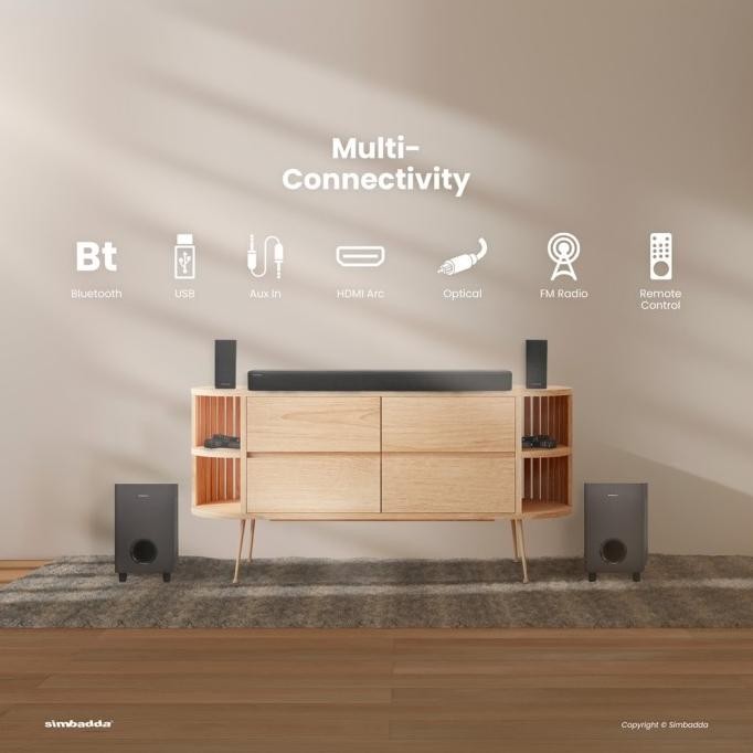 Simbadda Cst 907N+ Poseidon Bass Soundbar Dual Subwoofer Speaker Karaoke Tv Home Theater New Stok