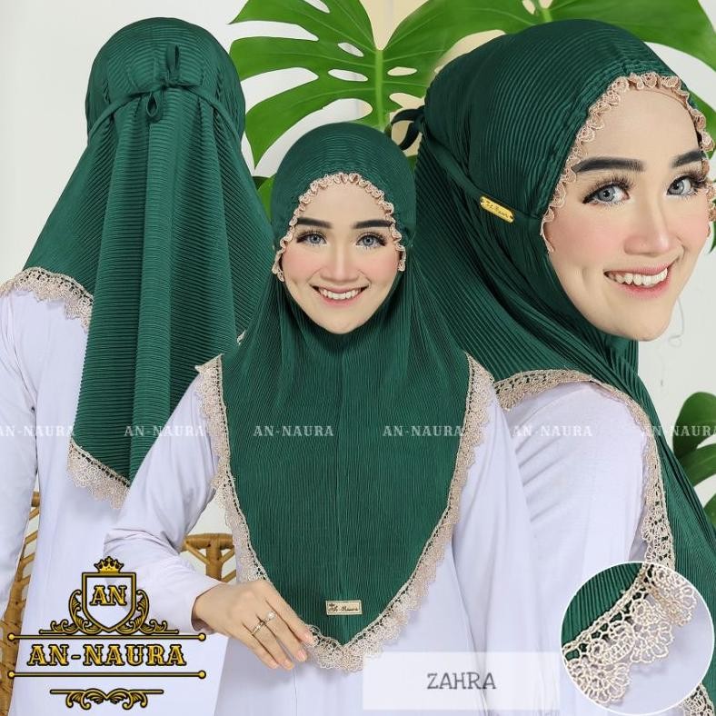 (New)>> Bergo Plisket Kerut Renda Zahra Jersey Terbaru / Jilbab Plisket Renda Kerut Murah / Hijab Je