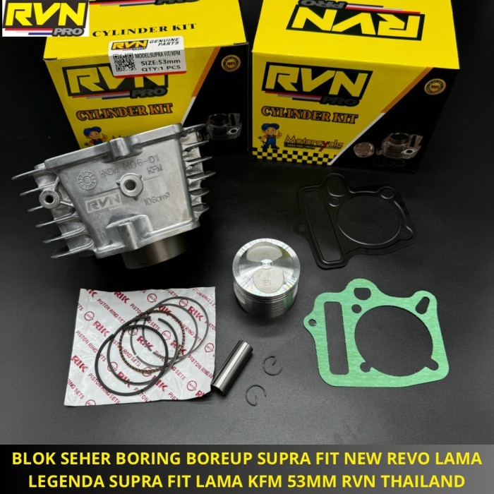 BLOK SEHER BORING PAKET BOREUP BORE UP SUPRA FIT NEW REVO LAMA LEGENDA SUPRA FIT LAMA KFM 53MM 53