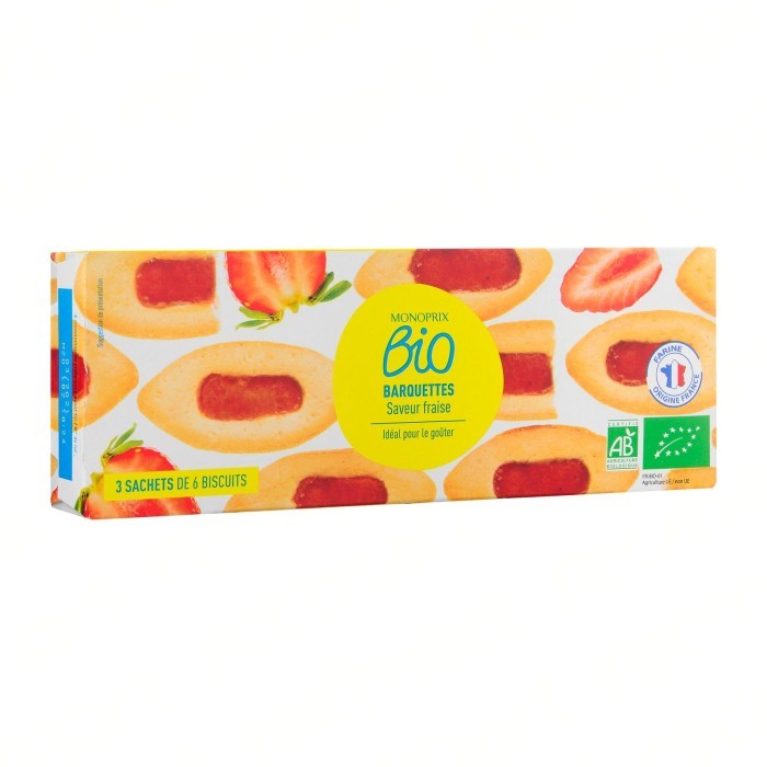 

Monoprix Organic Barquette Boat Shape Biscuits Filled Strawberry 120G