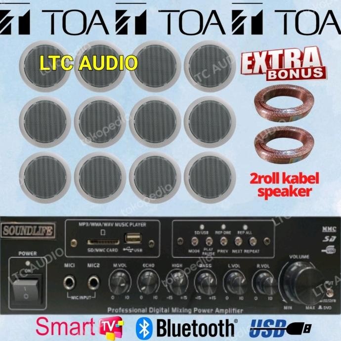 Paket Speaker Plafon Ceiling Toa Untuk Klinik, Kelas, Cafe(12 Speaker) New Stok