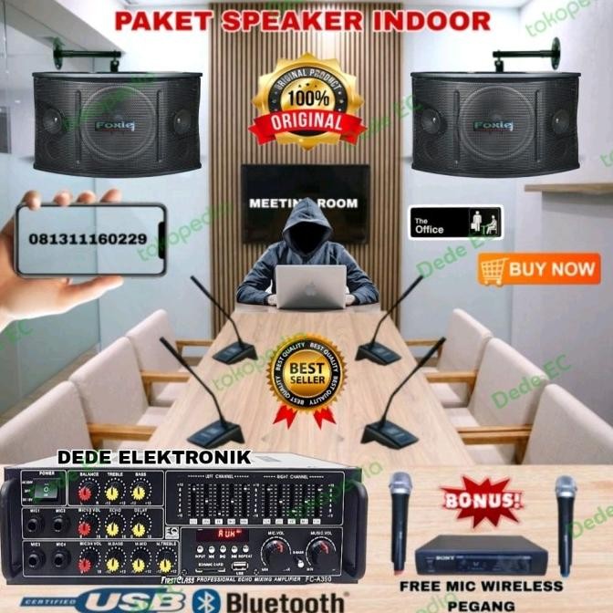 Paket Sound System Indoor Meeting Room Set Speaker+Mic Podium Wireless New Stok