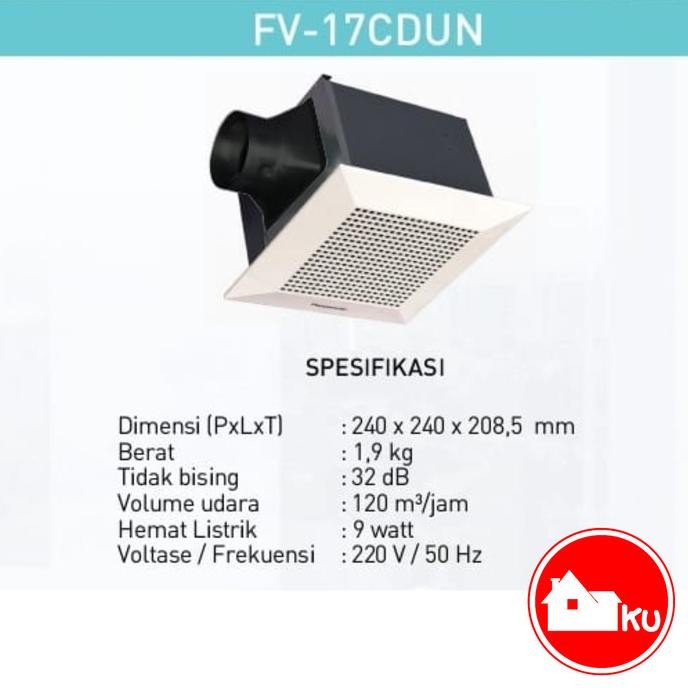 PANASONIC FV17CDUN Exhaust Fan Ceilling Cerobong Sirocco Original dan Terpercaya