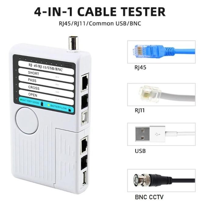 TERMURAH - Kabel LAN TESTER 4 in 1 Noyafa NF-3468 RJ45 RJ11 USB BNC Coaxial Kabel CCTV Remote Networ