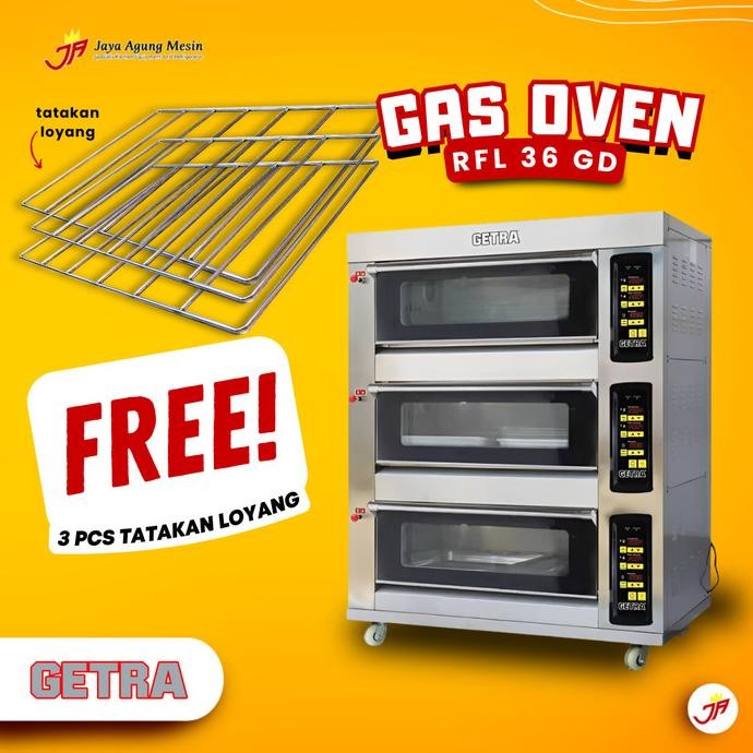Gas Oven Deck Rfl-36Gd / Oven Getra 3 Deck 6 Tray Free Tatakan Loyang Original Dan Terlaris