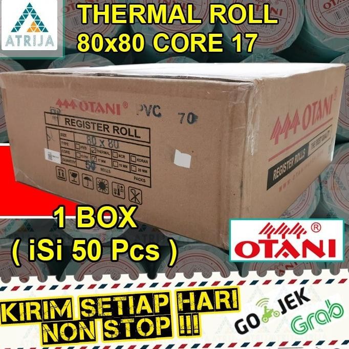 

THERMAL ROLL 80X80 CORE 17. 1 BOX (50 ROLL). KERTAS STRUK KASIR ORIGINAL DAN TERPERCAYA