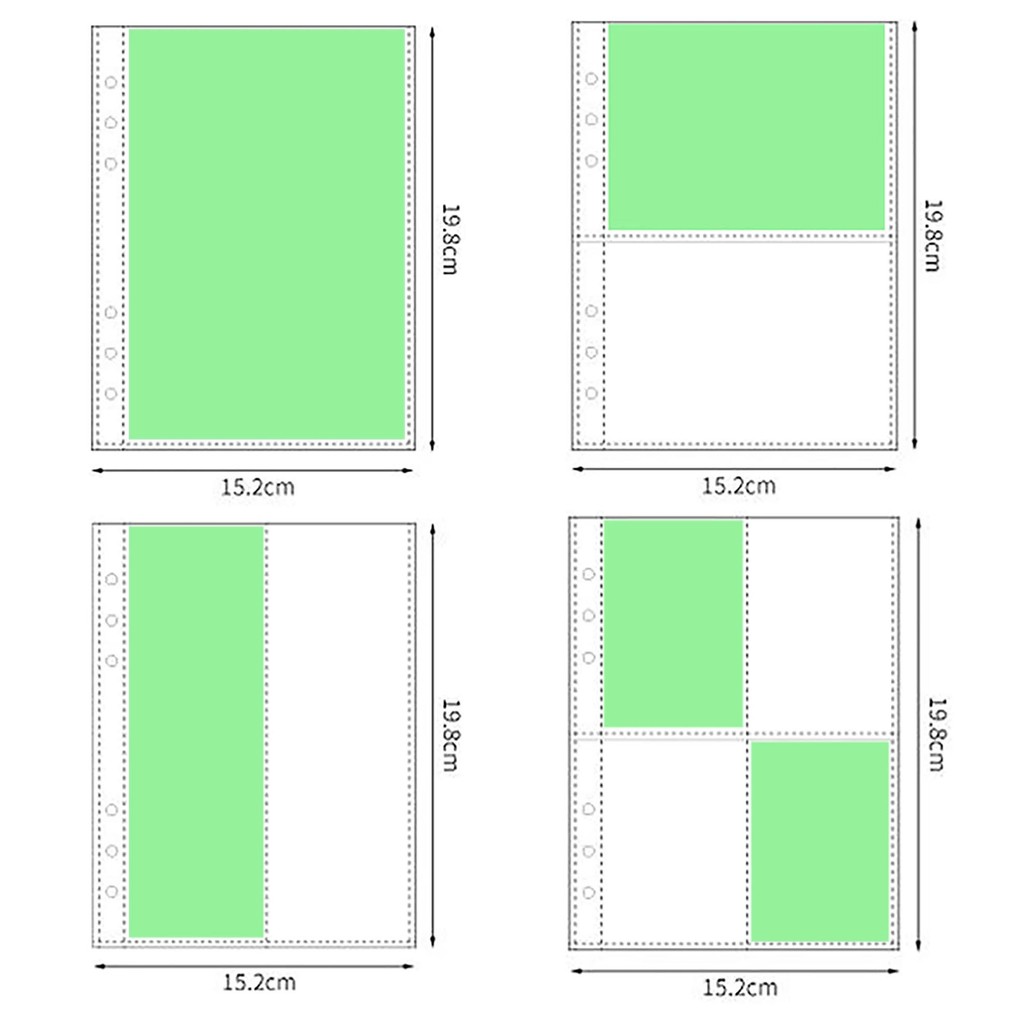 10 Sheets A5 Binder Sleeves 1/2/4 Pockets PVC Free Kpop Photocard Binder Sheet 6 Ring  Photo Album R