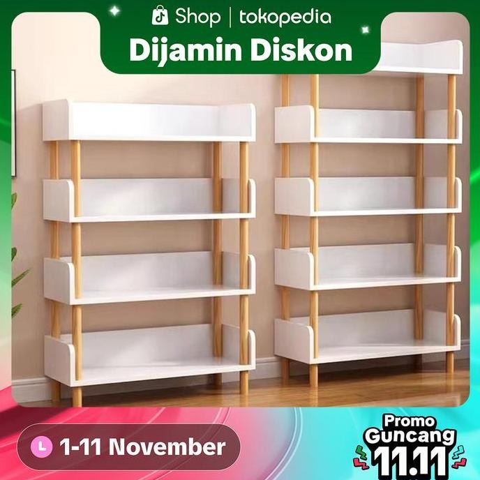 BARU [AK]RAK BUKU MINIMALIS KAYU RUANG BELAJAR/LEMARI BUKU MINIMALIS/SERBAGUNA 5 SUSUN  LEMARI RAK B
