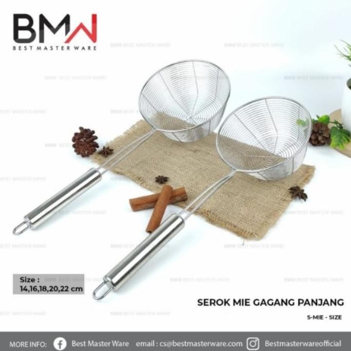 ((((()paling dicari] Saringan Stainless Mie Gagang 18 CM Serok Mie Saringan Minyak Gorengan