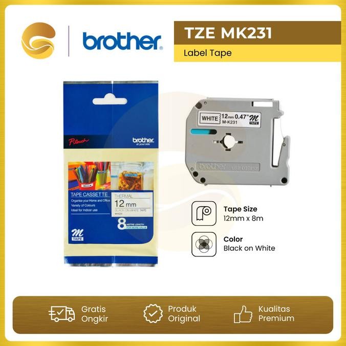 

CO BROTHER Label Tape MK231 12mm Black On White M-K231 MK 231