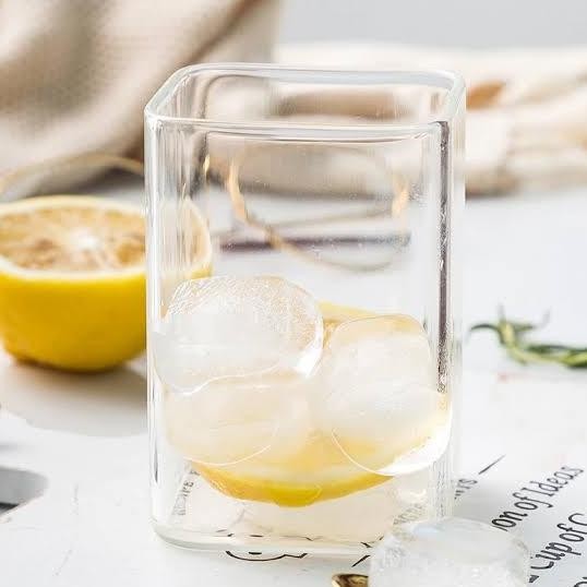 =====] Gelas Kecil Unik Segi Kotak Kaca Minum Teh Kopi Espresso Vodka Wine Es