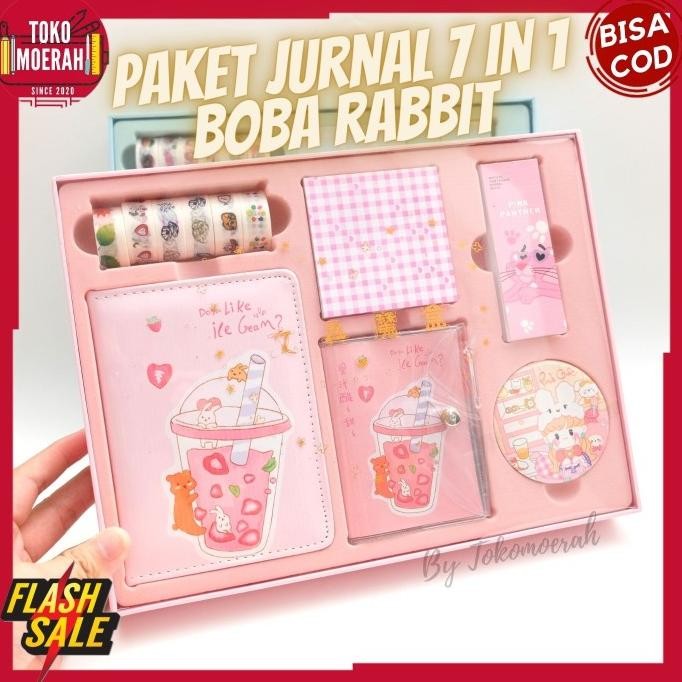 

diskon! jurnal 7 in 1 boba kelinci paket alat tulis kado buku pulpen murah