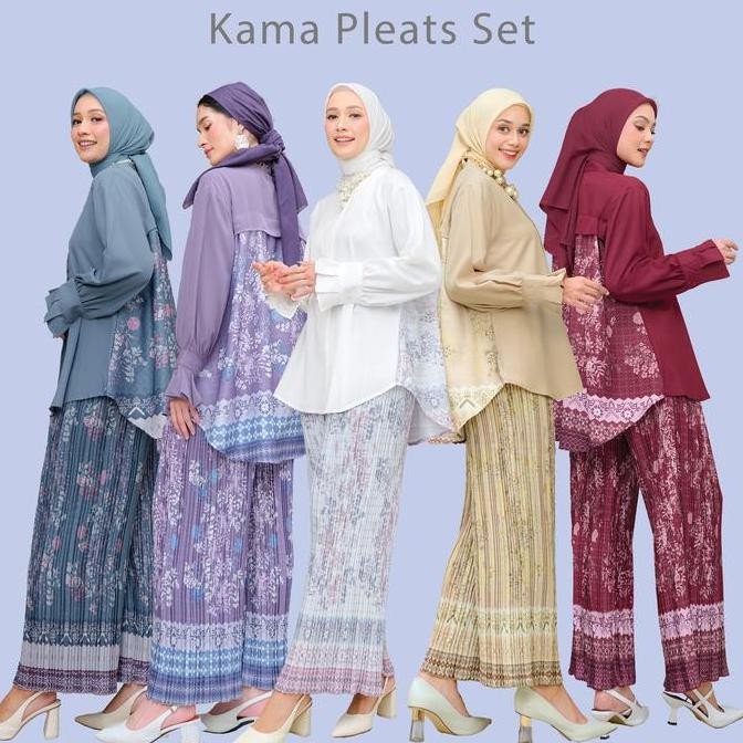 SALE NUNA KAMA PLEATS SET | SETELAN WANITA KATUN MOTIF PATERN PRINT BUSUI