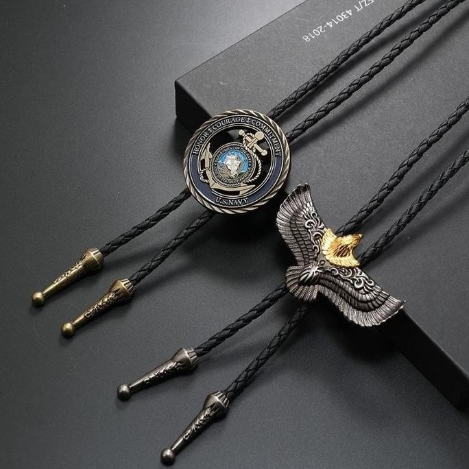 Promo Kalung kulit bolo tie pria wanita necklace cowboy vintage pendant