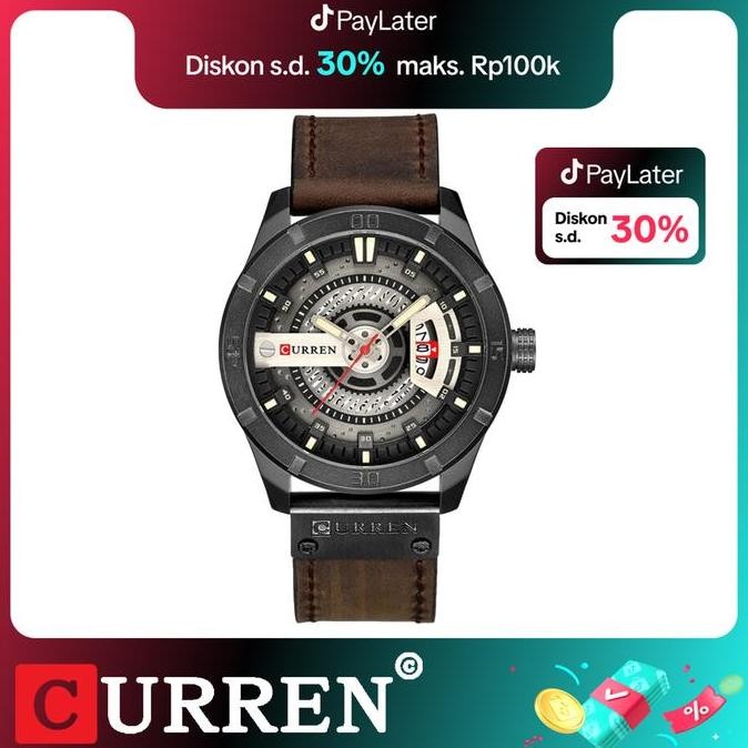 GARANSI Jam Tangan Pria Analog Tali Kulit CURREN 8301
