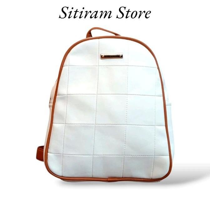 TAS RANSEL MULTIFUNGSI AOERA MOTIF SIMPLE KULIT SNOW 1 RUANG WANITA KULIT PU BACKPACK SEKOLAH R ANSE