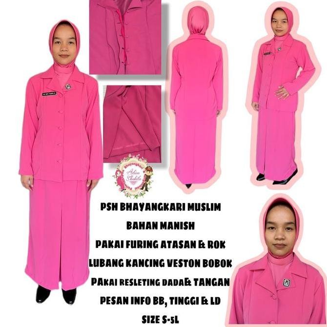 STELAN PSH Bhayangkari Muslim SUDAH JAHIT Bahan Manish