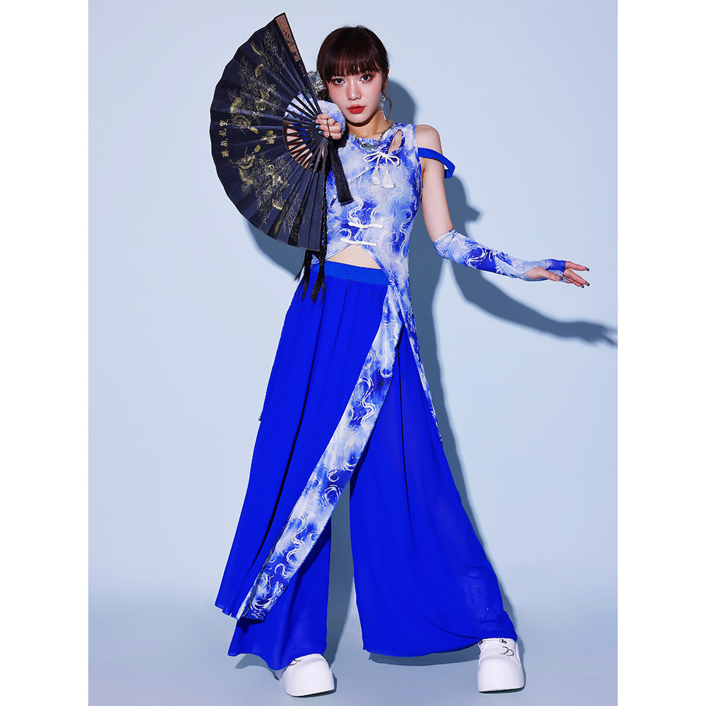 Drum Performance Costume for Women, Blue Style Dance Outfit, New Model kpop Girl Group Performance C