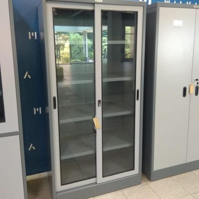 

Lemari Arsip Besi Pintu Sliding Kaca Top Datascipt Murah Rak Cupboard