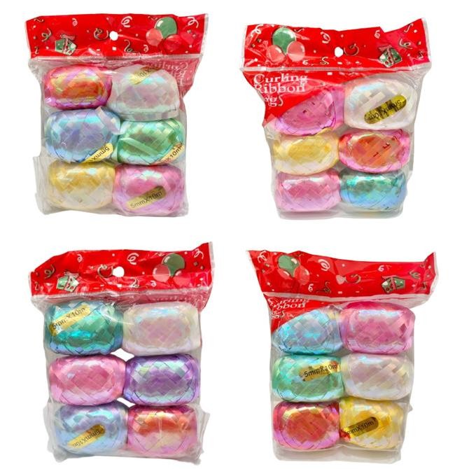 

<<<<<] Curling ribbon for balloon tali pita balon metalik hologram 6pcs 10m