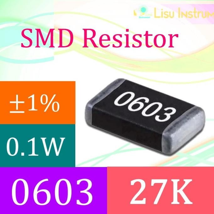 Murah (10) 27K 0603 1% Thick Film Resistors SMD Chip Resistor 2702 27K lisu992 Segera Beli