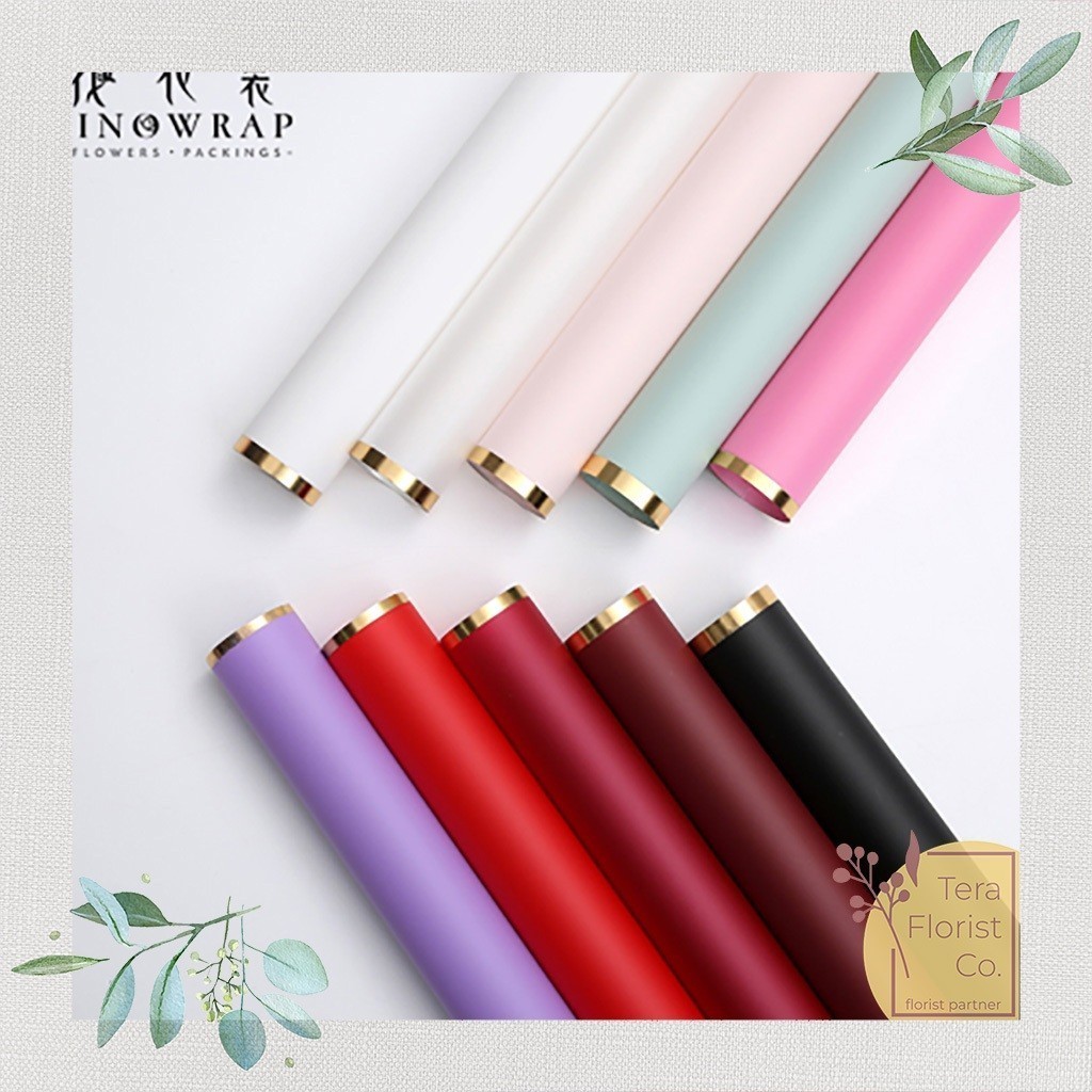 

20 Lembar Cellophane Metalik Gold Frame List Kertas Jelly Ori Sinowrap Buket Bunga Korean Kertas Waterproof Flower Wrapping Paper Tera Florist Grosir P.HXQ-01GD