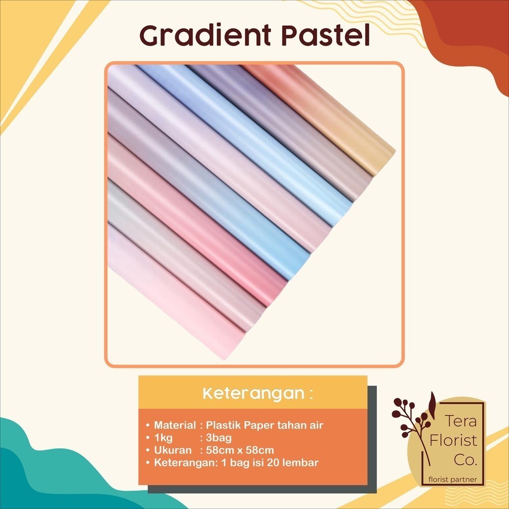 

20 Lembar Cellophane Gradient Pastel Kertas Bunga Flower Wrapping Kertas Buket Wrap Paper Bungkus Bouquet Waterproof Pembungkus Kado P.SHXL