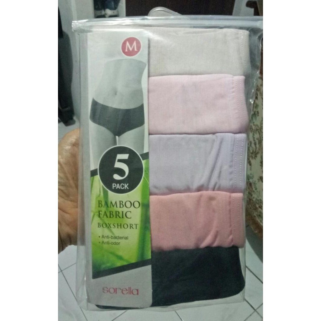 Panty Pack (Celana Dalam) Sorella Bamboo Model Boxshort (5 Pcs/Pack) Original Dan Terpercaya