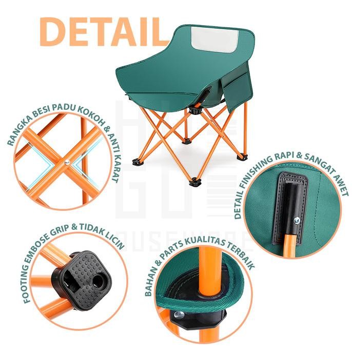 KURSI LIPAT BULAT MOON FOLDING CHAIR KERANJANG CAMPING TENDA MANCING