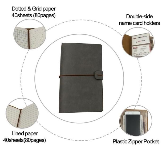 

Triple W 4in1 Premium Leather Note Book Paper Kraft Grid Dotted Ruled Buku Kerja Catatan Agenda A5 DS