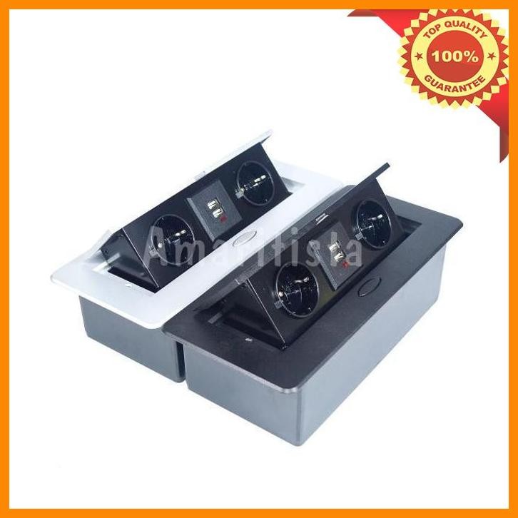(AMA) STOP KONTAK MEJA 2 LUBANG DOUBLE ARDE + 2X USB TANAM INBOW