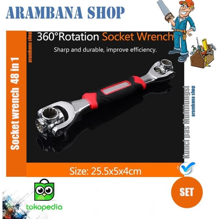 DISKON Socket wrench Kunci pas Multifungsi 48 in 1 tinger wrench